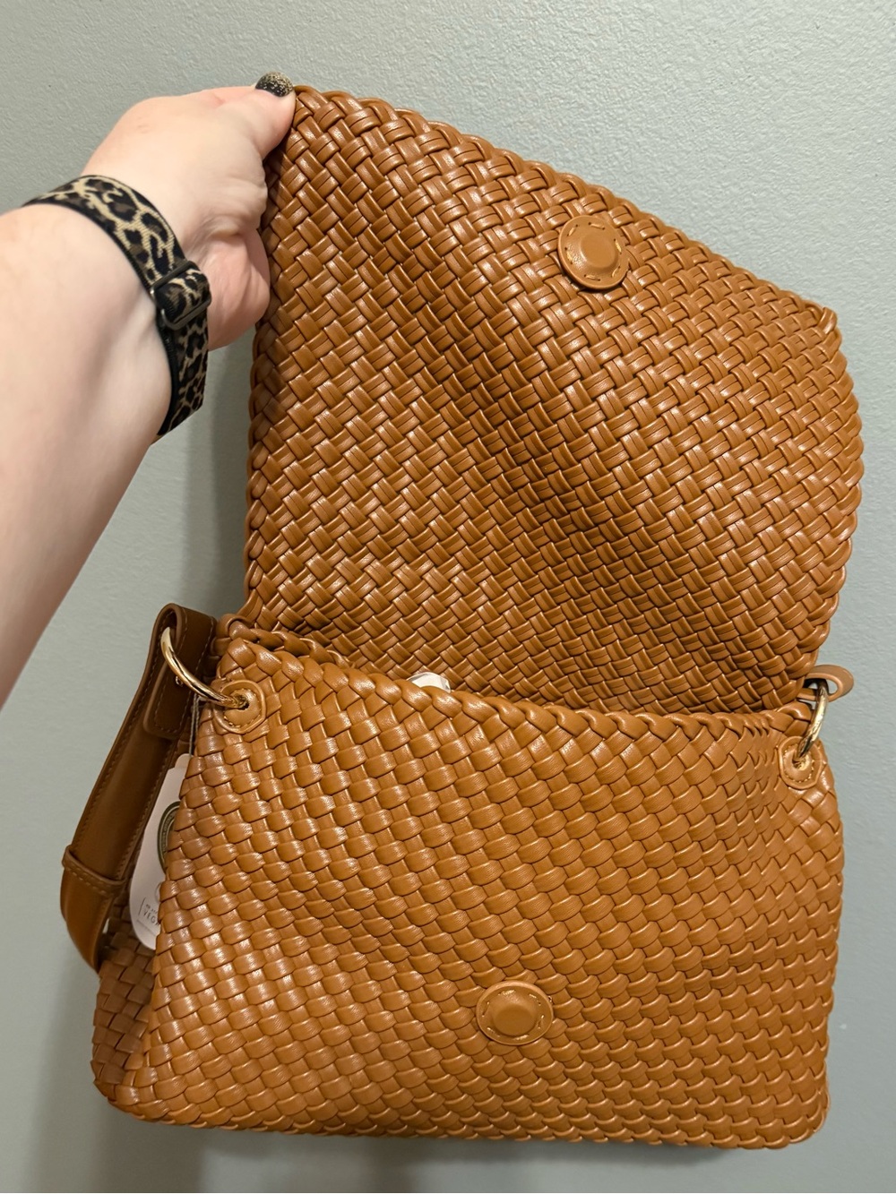 Melie Bianco Natalia Woven Shoulder Bag in Saddle - Picture 7 of 12